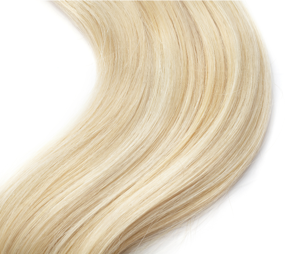 Vanilla Blonde Seamless Invisible Clip In Remy Human Hair Extensions Ireland 18" 20" 24" inch. Volumi luxury hair extensions.