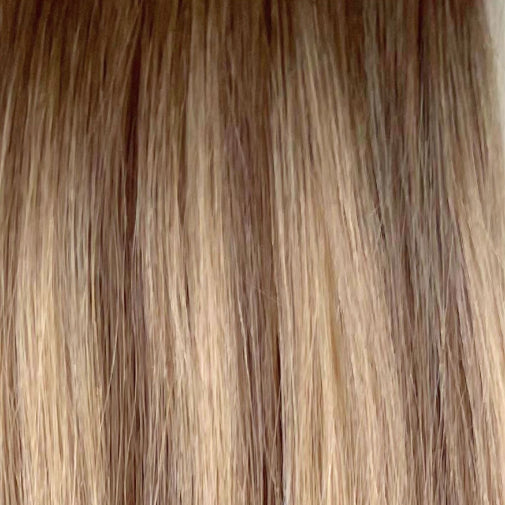 volumi clip-in seamless hair extensions, human hair clip ins, human hair clip in extension, light blonde, light rooted blonde, bronde, light broen, dark blonde, brondie